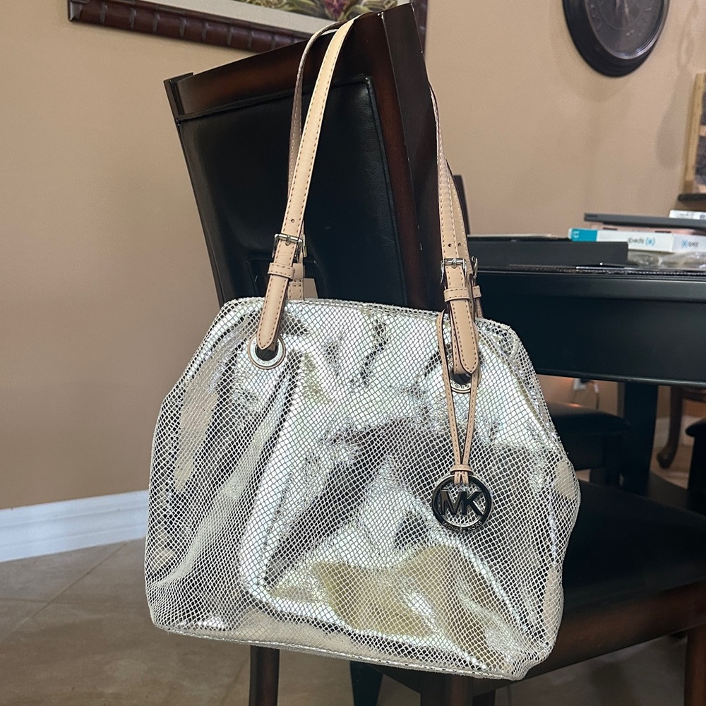 Michael Kors Metallic Silver Shoulder Bag